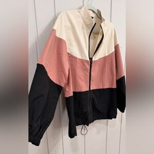 SHEIN Women's Colorblock Jacket - Cream, Pink, Black